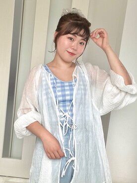 「PairPair（ペアペア）のアイテム（トップス）」を使った、natsumi  パーソナルカラーさん（レディース・155cm）の夏コーディネート