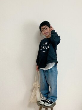 「アイテム（タンクトップ、ホワイト系）」を使った、momono13さん（キッズ・110cm）の秋コーディネート