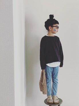 「アイテム（サンダル）」を使った、momono13さん（キッズ・120cm）の春コーディネート