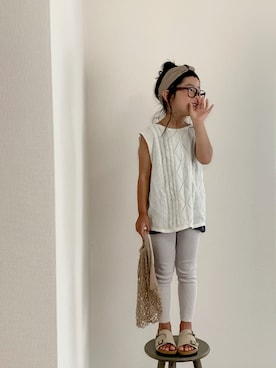 「アイテム（サンダル）」を使った、momono13さん（キッズ・110cm）の夏コーディネート