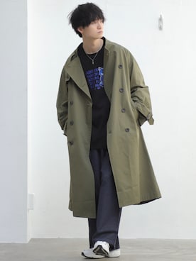 「CASPER JOHN（キャスパージョン）のアイテム（トレンチコート）」を使った、こめさん（メンズ・177cm）の春コーディネート