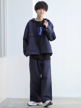 「MAISON KITSUNE」｜「アイテム（ブルゾン）」を使った、こめさん（メンズ・177cm）の春コーディネート
