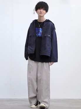 「MAISON KITSUNE」｜「アイテム（ブルゾン）」を使った、こめさん（メンズ・177cm）の春コーディネート