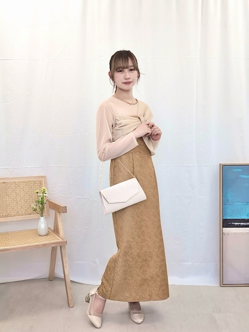 フラワー ジャガード ノットデザイン Iライン オケージョンドレス