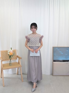 「アイテム（クラッチバッグ、シルバー系）」を使った、kana_staffさん（レディース・154cm）の春コーディネート