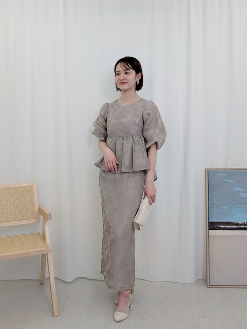 バルーンスリーブジャガードパーティードレス バルーンスリーブジャガードパーティードレス 結婚式 同窓会 成人式