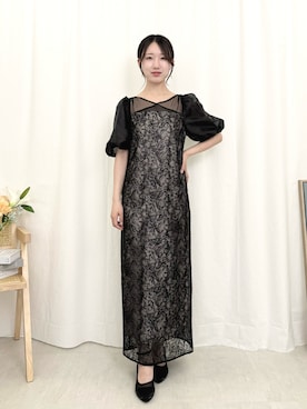 「Kana（カナ）の刺繍リーフレースIラインワンピースドレス パーティー ドレス 結婚式 お呼ばれ オケージョンドレス（ドレス、ベージュ系）」を使った、kana_staffさん（レディース・170cm）の夏コーディネート