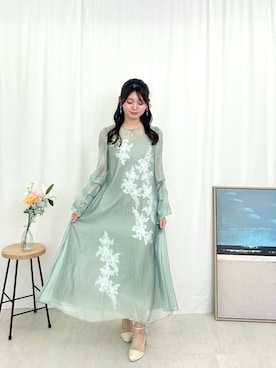「Kana（カナ）のモチーフレース シアー ワンピース パーティードレス 結婚式 お呼ばれ マタニティ オケージョン 妊婦（ドレス、グリーン系）」を使った、kana_staffさん（レディース・170cm）の夏コーディネート