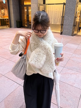 「アイテム（スラックス）」を使った、sakuraさん（レディース・166cm・30代）の冬コーディネート