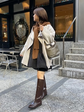 「チュニック」｜「アイテム（その他アウター）」を使った、sakuraさん（レディース・165cm）の秋コーディネート