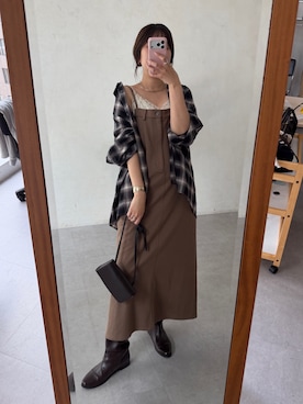 「DouDou（ドゥドゥ）のアイテム（バッグ）」を使った、sakuraさん（レディース・166cm）の秋コーディネート