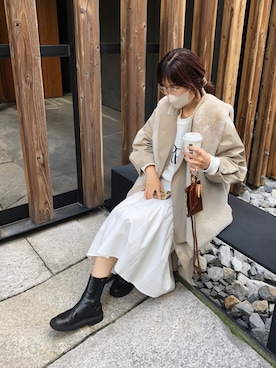 「ファーベスト」｜「アイテム（ステンカラーコート）」を使った、sakuraさん（レディース・165cm）の冬コーディネート