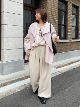 「DouDou（ドゥドゥ）のアイテム（パンツ）」を使った、sakuraさん（レディース・166cm）の春コーディネート