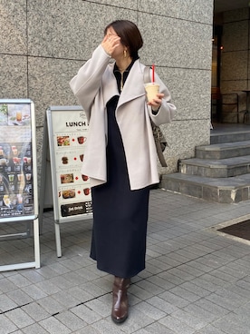 「ハーフジップ」｜「アイテム（その他アウター）」を使った、sakuraさん（レディース・165cm）の冬コーディネート