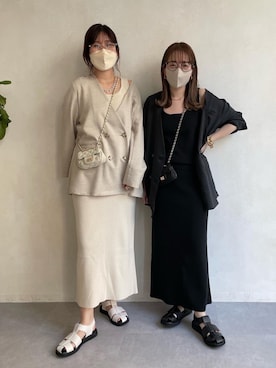 「春ニット」｜「アイテム（ノーカラージャケット）」を使った、sakuraさん（レディース・165cm）の春コーディネート