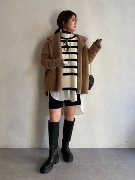 「ブーツスタイル」｜「アイテム（その他シューズ）」を使った、sakuraさん（レディース・165cm）の冬コーディネート