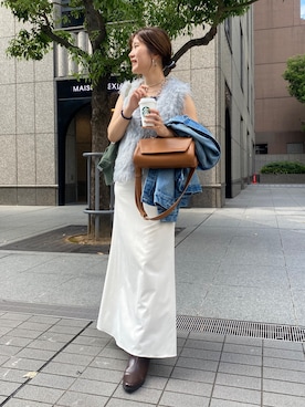 「ニットベスト」｜「アイテム（その他アウター）」を使った、sakuraさん（レディース・165cm）の秋コーディネート