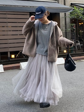 「アイテム（ムートンコート）」を使った、sakuraさん（レディース・166cm）の冬コーディネート