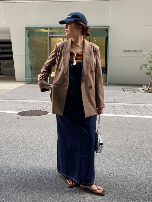 肩パッドチェックダブルジャケット（テーラードジャケット）｜DouDou