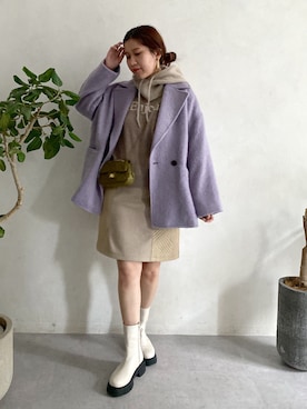 「ラベンダー」｜「アイテム（その他アウター）」を使った、sakuraさん（レディース・165cm）の秋コーディネート