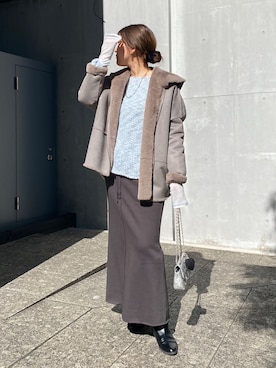 「アイテム（ムートンコート）」を使った、sakuraさん（レディース・166cm）の冬コーディネート