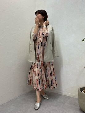 「はじめましてコーデ」｜「アイテム（ノーカラージャケット）」を使った、sakuraさん（レディース・165cm）の春コーディネート