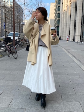 「カラー×コーデ」｜「アイテム（その他アウター）」を使った、sakuraさん（レディース・165cm）の冬コーディネート