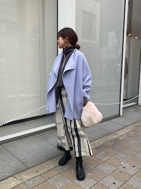 「ゆるニット」｜「アイテム（その他アウター）」を使った、sakuraさん（レディース・165cm）の冬コーディネート