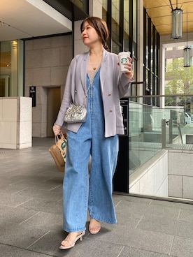 「DouDou（ドゥドゥ）のアイテム（サロペット/オーバーオール）」を使った、sakuraさん（レディース・165cm）の春コーディネート
