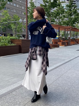 「マーメイドスカート」｜「アイテム（シャツ/ブラウス）」を使った、sakuraさん（レディース・165cm）の秋コーディネート