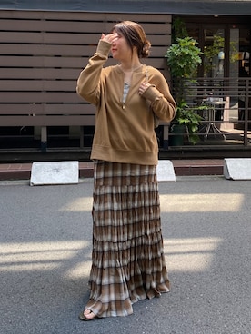 「アイテム（スカート、ブラウン系）」を使った、sakuraさん（レディース・166cm）の夏コーディネート