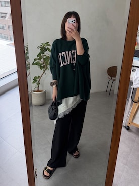 「DouDou（ドゥドゥ）のアイテム（パンツ）」を使った、sakuraさん（レディース・166cm）の秋コーディネート