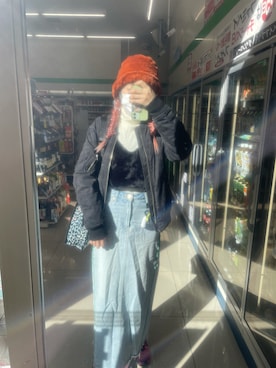 「Right-on（ライトオン）のアイテム（MA-1）」を使った、IZMさん（レディース・165cm）の冬コーディネート