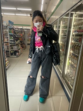 「MAD FOOT（マッドフット）のアイテム」を使った、IZMさん（レディース・165cm）の春コーディネート