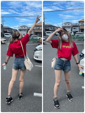 「X-girl（エックスガール）のアイテム」を使った、IZMさん（レディース・165cm）の夏コーディネート