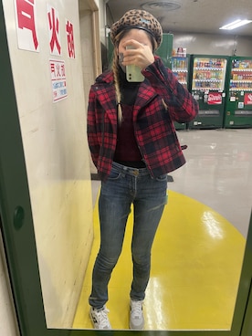 「GAP（ギャップ）のアイテム（ライダースジャケット）」を使った、IZMさん（レディース・165cm）の冬コーディネート