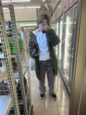 「Confirm（コンファーム）のアイテム（モッズコート）」を使った、IZMさん（レディース・165cm）の冬コーディネート