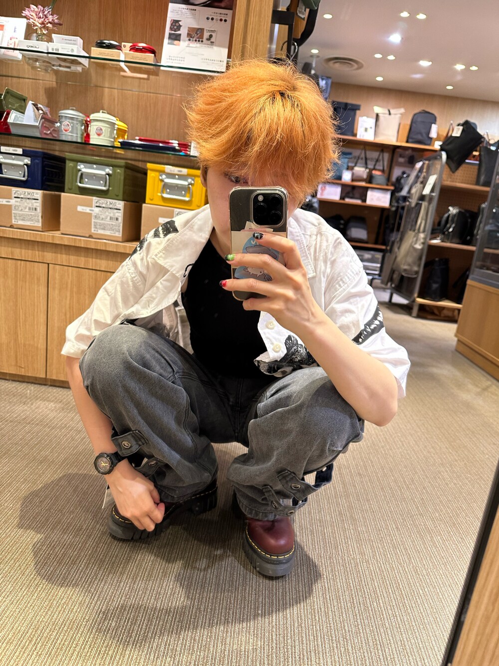 「GUのアイテム（タンクトップ、ブラック系）」を使った、IZMさん（レディース・165cm）の夏コーディネートの1枚目の写真