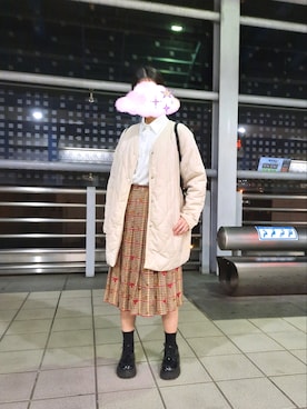 「日常」｜「アイテム（ジャケット/アウター）」を使った、MonMonさん（レディース・160cm）の冬コーディネート