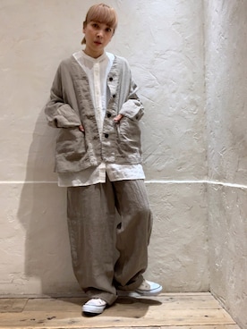「RNA」｜「アイテム（ノーカラージャケット）」を使った、hiroseさん（レディース・155cm）の春コーディネート