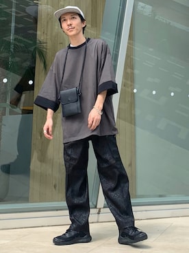「JUNRED（ジュンレッド）のアイテム（ショルダーバッグ）」を使った、todaさん（メンズ・165cm）の夏コーディネート