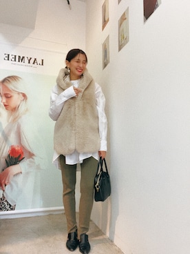 「アイテム（レギンス/スパッツ、グリーン系）」を使った、【Muel Chic】中村沙織さん（レディース・162cm）の秋コーディネート