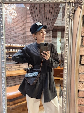「CELINE」｜「アイテム（スラックス）」を使った、【Muel Chic】中村沙織さん（レディース・162cm）の秋コーディネート