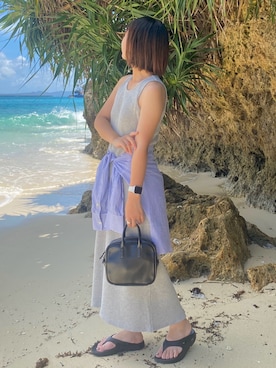 「アイテム（ボストンバッグ）」を使った、てつさん（レディース・156cm）の夏コーディネート