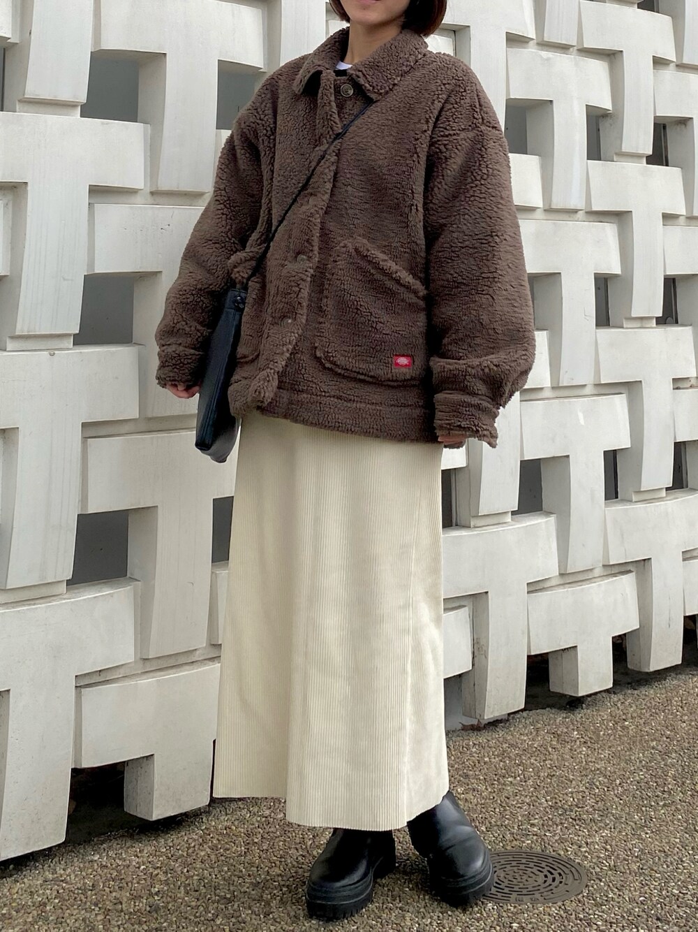 ドラッグストアーズ/D.S.CLUB★配色切替ボアブルゾン★モカ茶×ブラック ドラッグストアーズ/D.S.CLUB☆配色切替ボアブルゾン☆モカ茶×ブラック