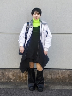 「SLY（スライ）のアイテム（バッグ）」を使った、琳さん（レディース・155cm）の冬コーディネート