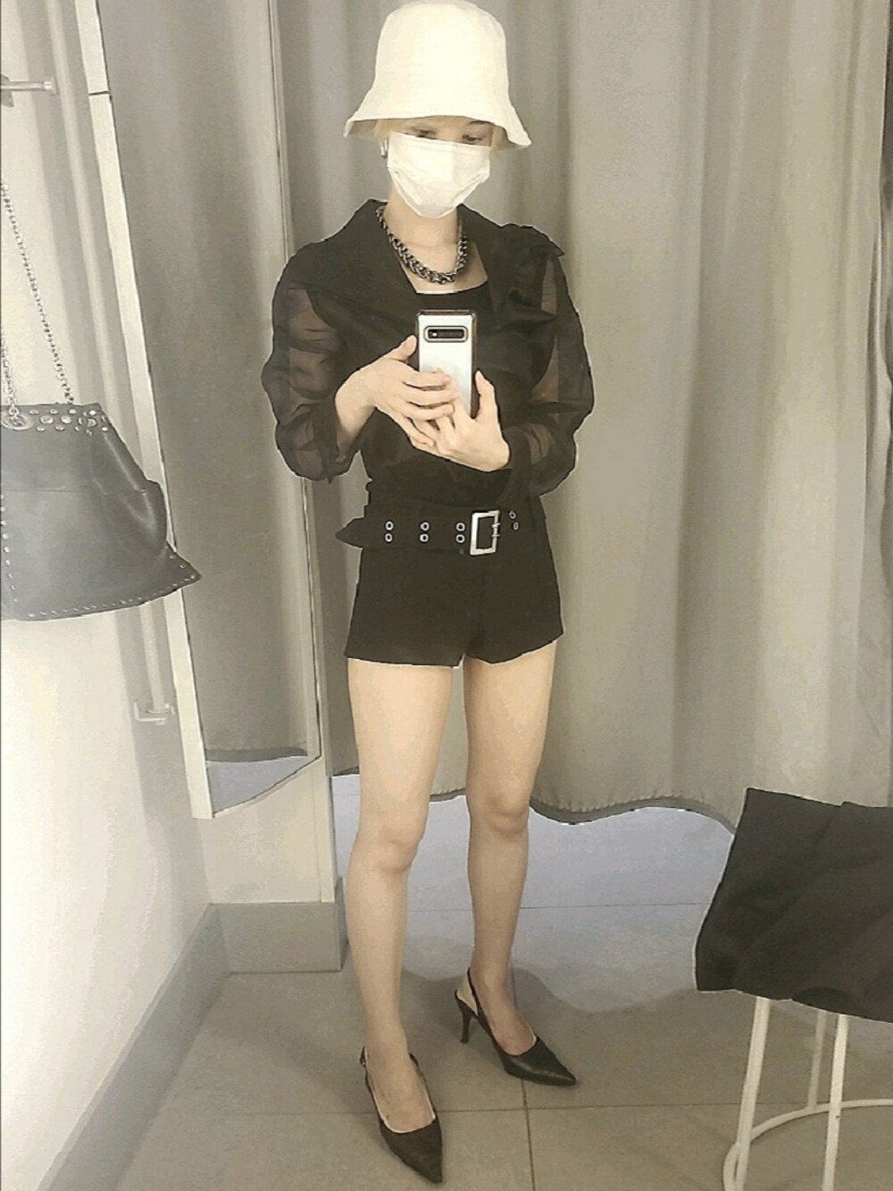 「H&M、バケットハット、モノトーン、ootd、お洒落さんとつながりたい、夏コーデ、モード、Y's、プチプラコーデ、UNIQLO」｜「H&Mのアイテム（その他パンツ、ブラック系）」を使った、琳さん（レディース・152cm）の夏コーディネートの1枚目の写真