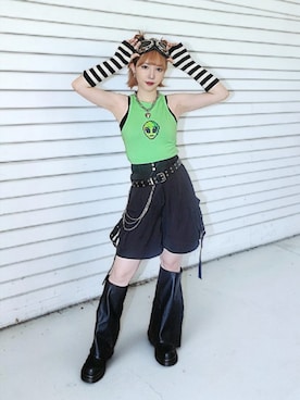 「SHEINのアイテム（ブーツ、ブラック系）」を使った、琳さん（レディース・155cm）の夏コーディネート