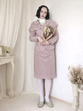 「usedのアイテム（ノーカラージャケット、ピンク系）」を使った、琳さん（レディース・155cm）の春コーディネート