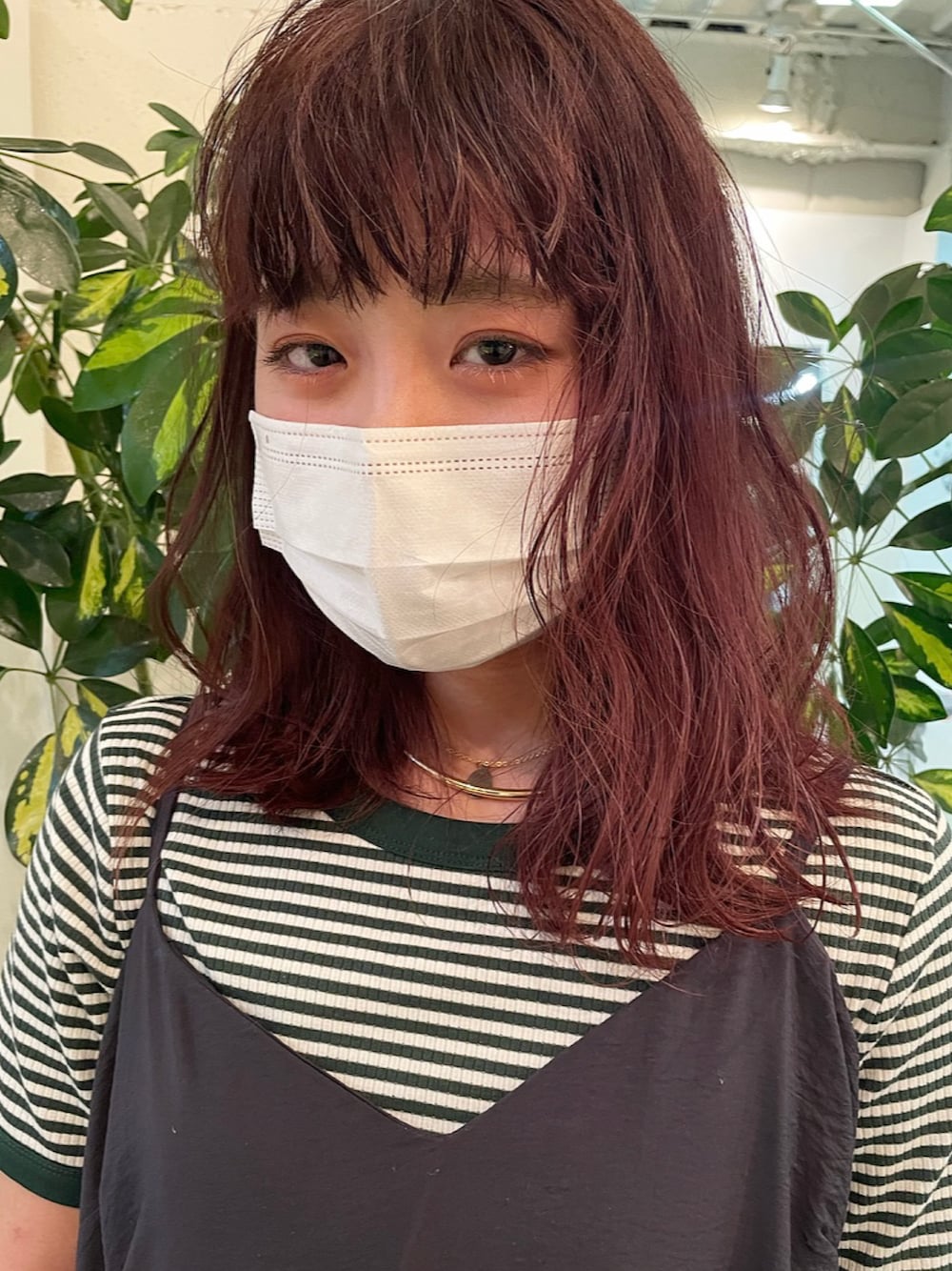 「夏、summer、今日のコーデ、ゆるコーデ、低身長コーデ、シンプルコーデ、キャミワンピ」｜「Birthday roomのリンガーボーダーTシャツ（Tシャツ/カットソー、グリーン系）」を使った、くれはさん（レディース・149cm）の夏コーディネートの1枚目の写真